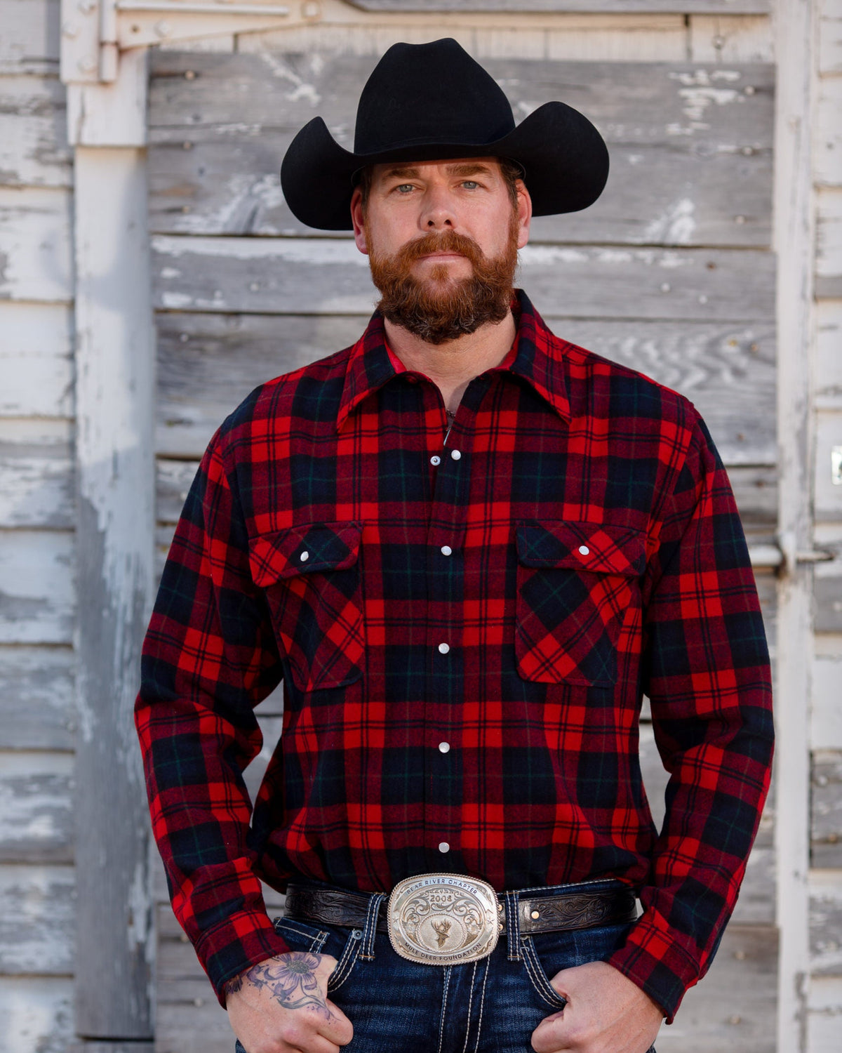 Men's Wool Shirts in Grey Plaid