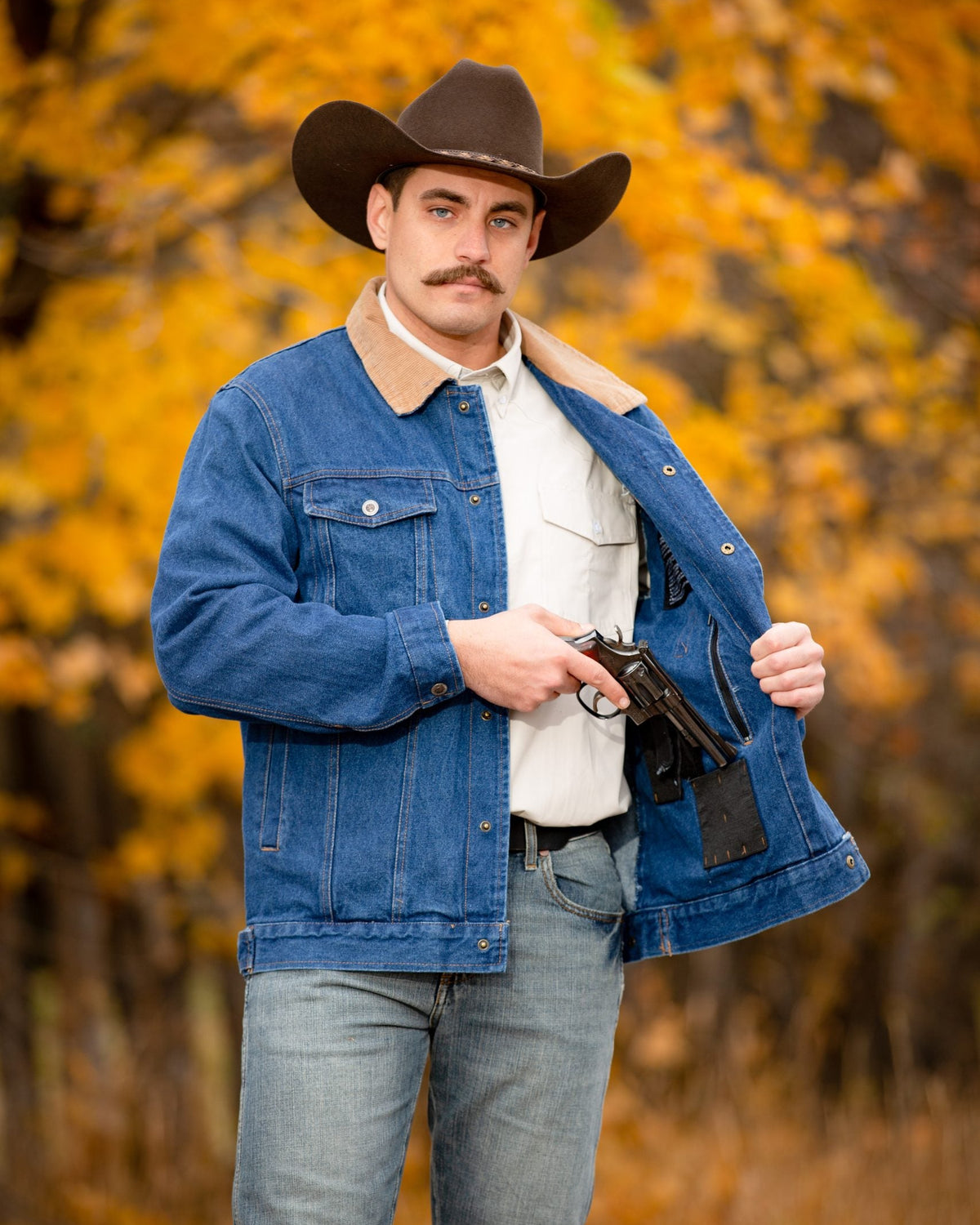Men’s Denim Concealed Carry Jacket in Blue Denim