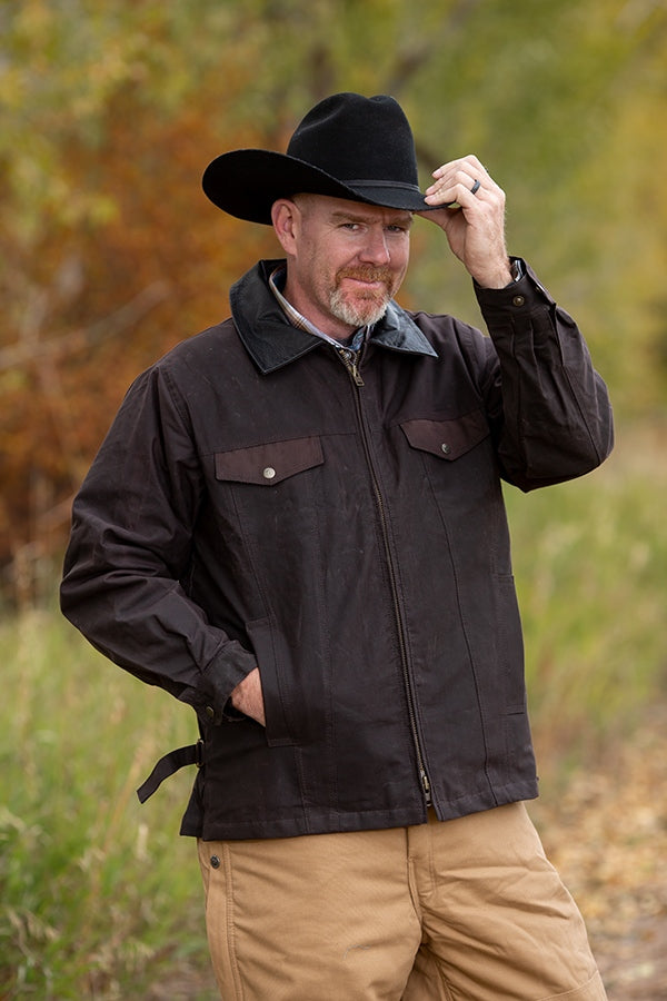 Men’s Oilskin Concealed Carry Jacket in Brown