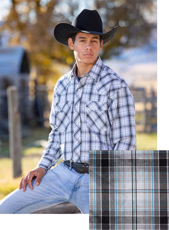 Western Print Long Sleeve Shirts in #1 Green/White