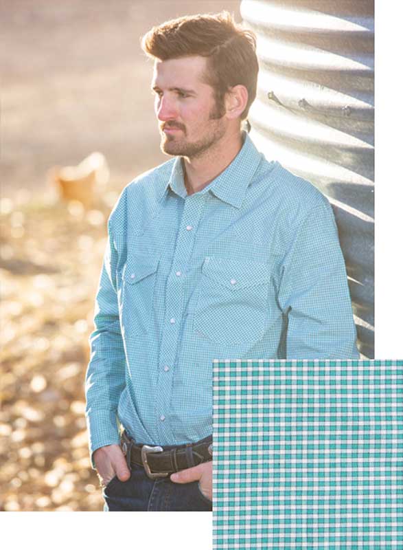 Western Print Long Sleeve Shirts in #1 Green/White