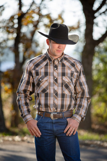 Western Print Long Sleeve Shirts in #1 Green/White