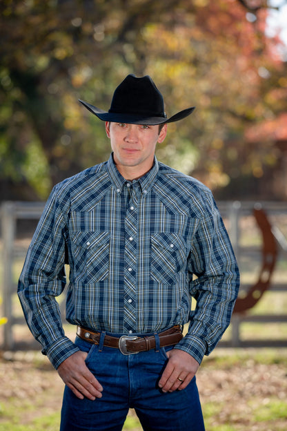 Western Print Long Sleeve Shirts in #1 Green/White