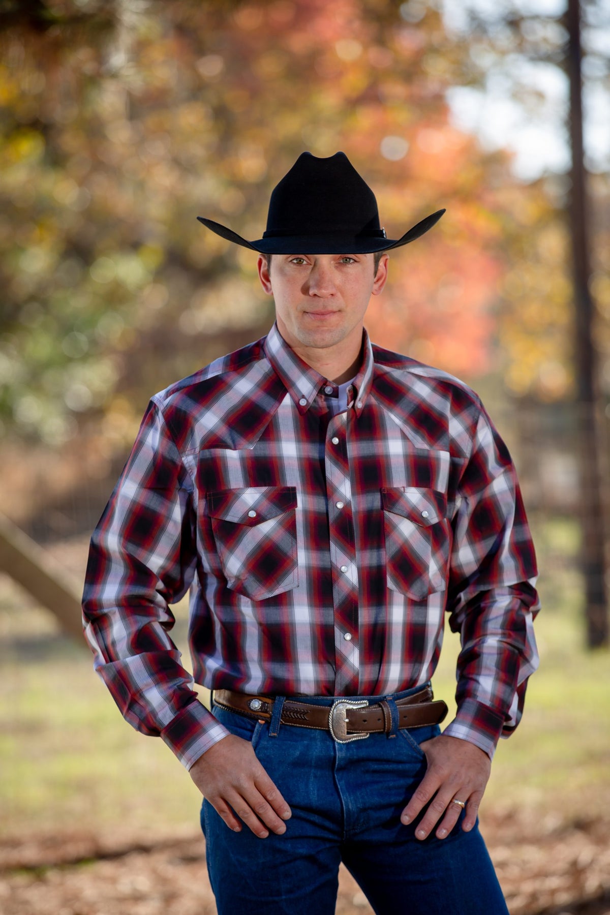 Western Print Long Sleeve Shirts in #1 Green/White