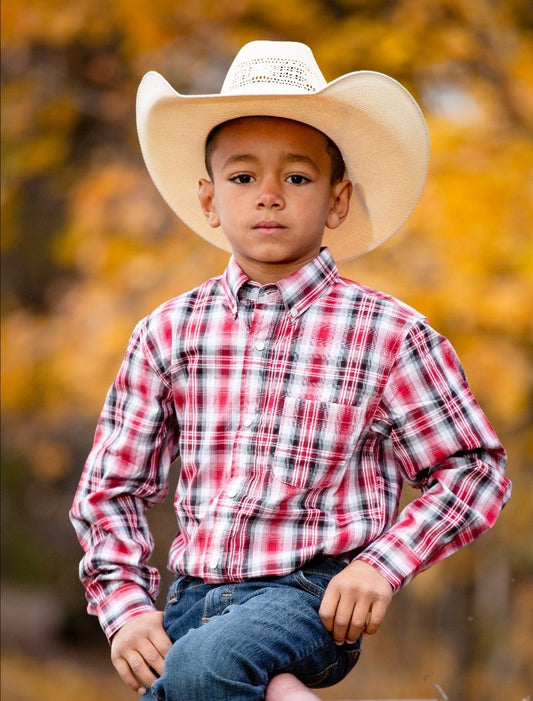Youth Western Print Shirts in #1 Green White