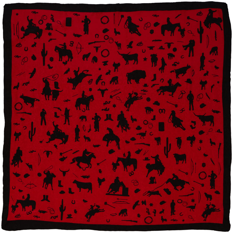 Cowboy Silhouette Wild Rag — Red