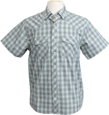 Men's Western Print Short Sleeve Shirt in #10 Black/White Plaid