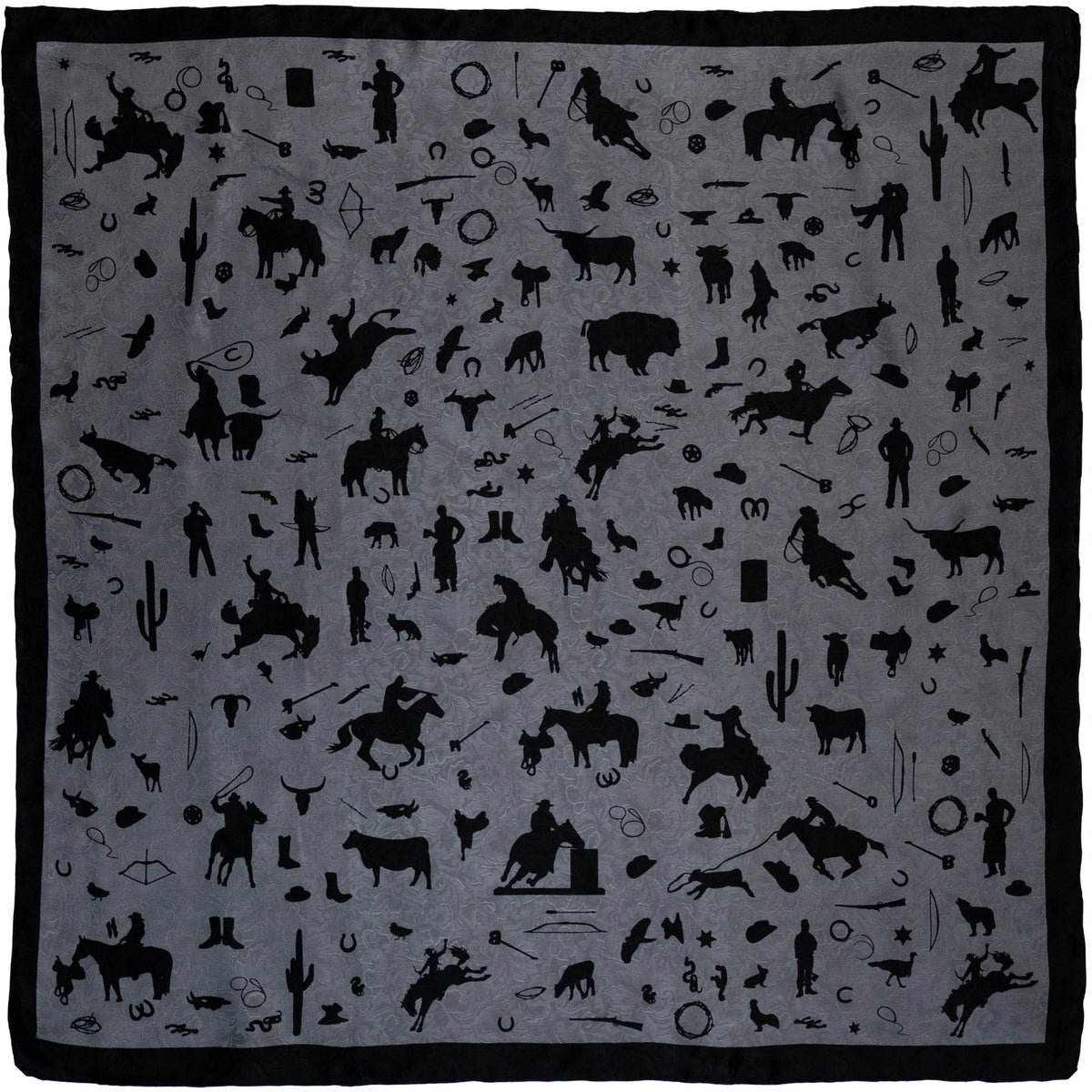 Cowboy Silhouette Wild Rag in Charcoal