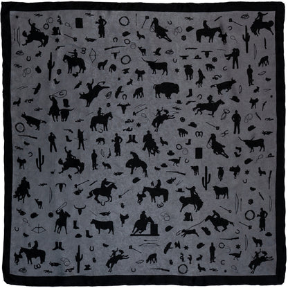 Cowboy Silhouette Wild Rag in Charcoal