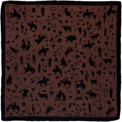 Cowboy Silhouette Wild Rag in Chocolate