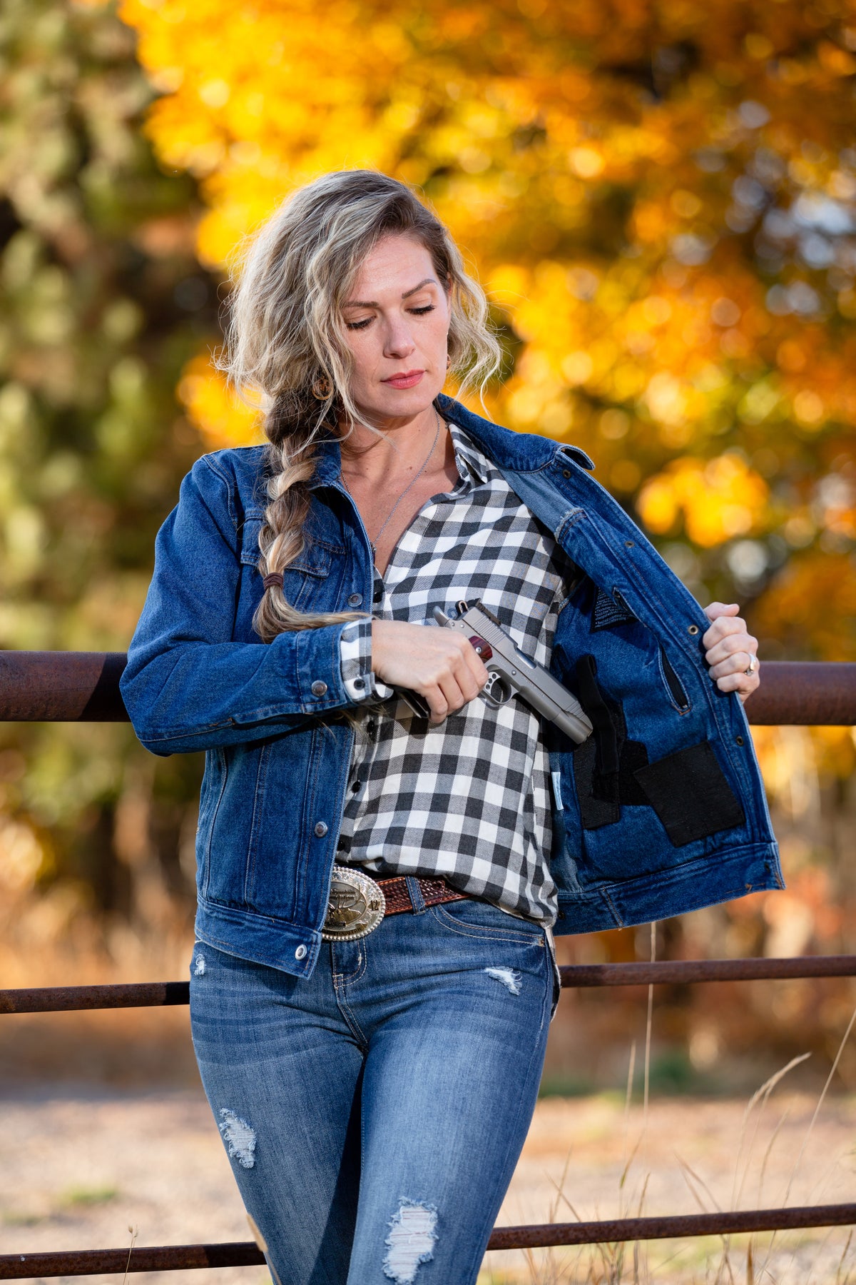 Women’s Denim Concealed Carry Jacket in Blue Denim