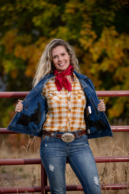 Women’s Denim Concealed Carry Jacket in Blue Denim