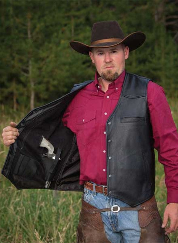 Drover Leather Concealed Carry Vest inside