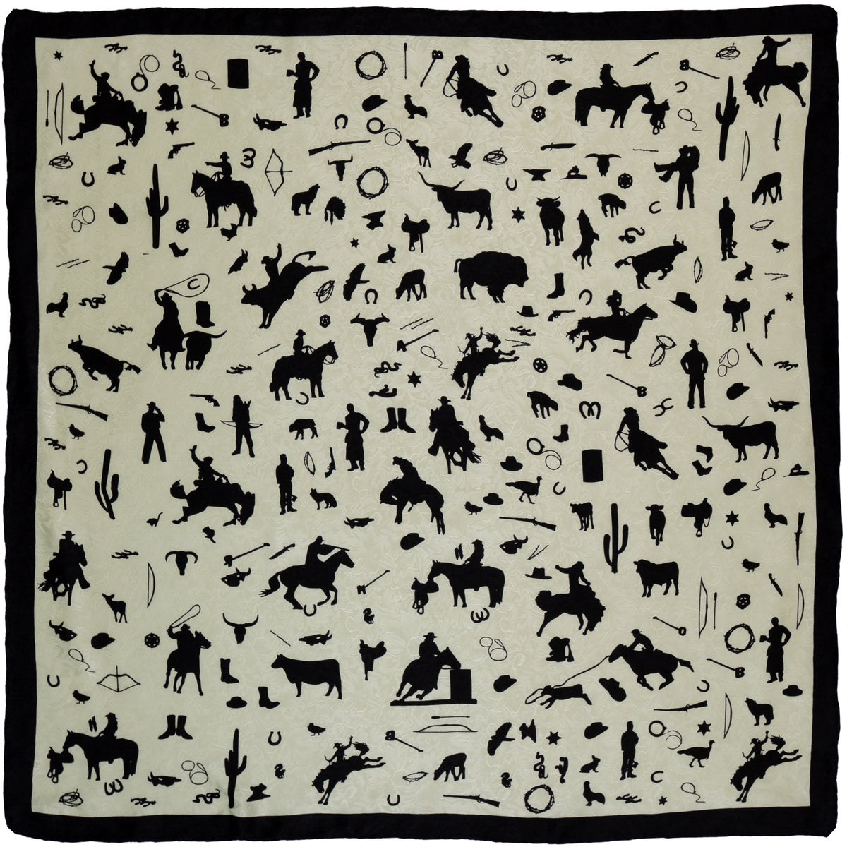 Cowboy Silhouette Wild Rag in Ivory