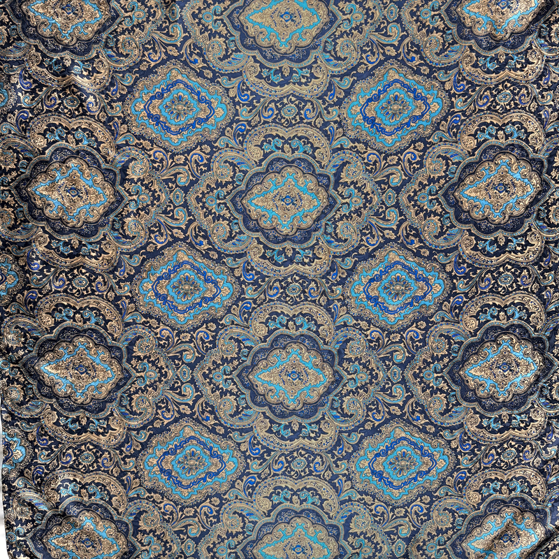 Paisley Silk Wild Rags — Blue/Gold