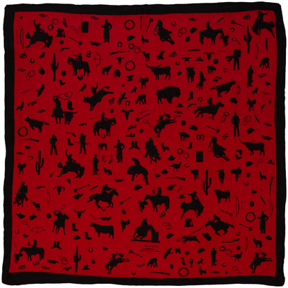 Cowboy Silhouette Wild Rag in Red