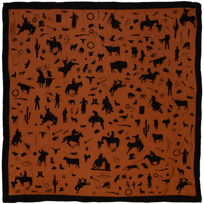 Cowboy Silhouette Wild Rag in Rust