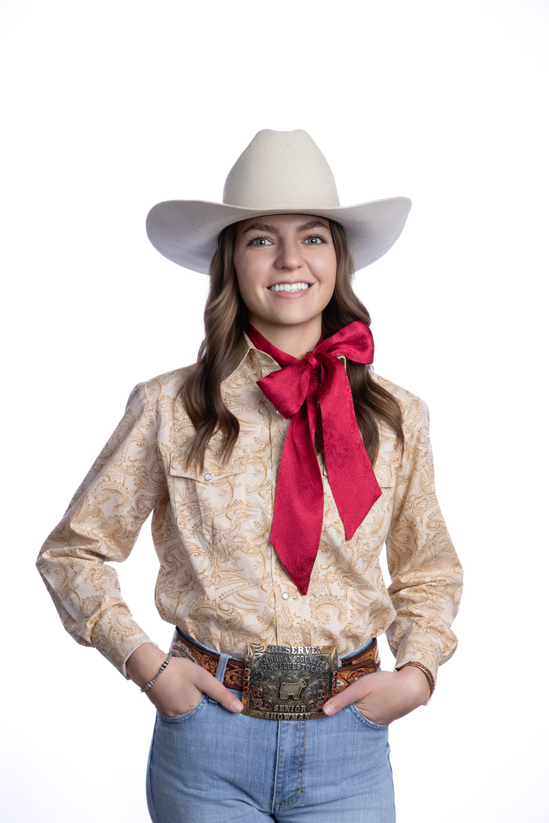 Skinny Scarves — Jacquard Red