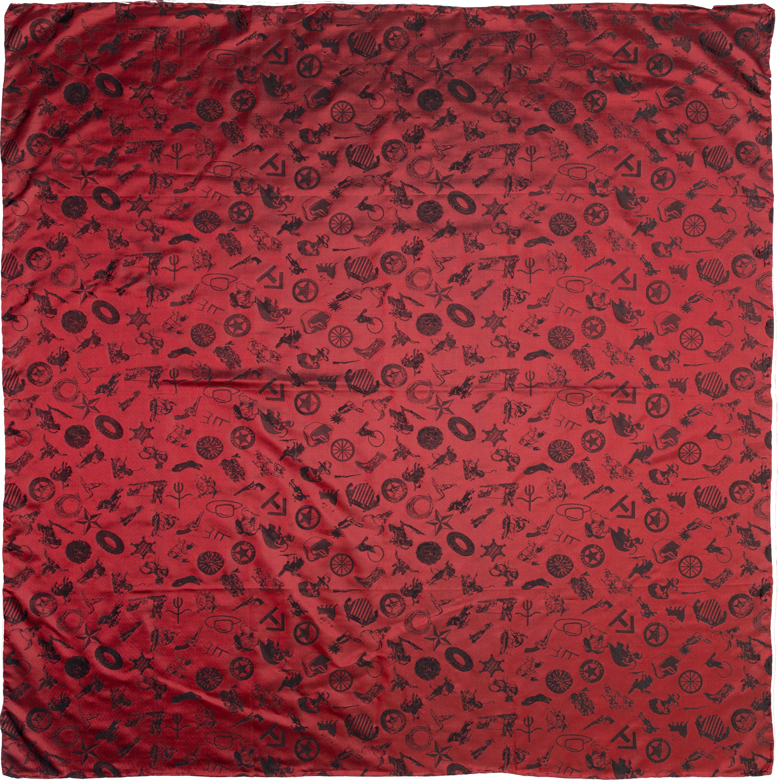 ScarletBaroqueCowboyLogoScarfFront Cowboy Baroque Scarlet - Image 1